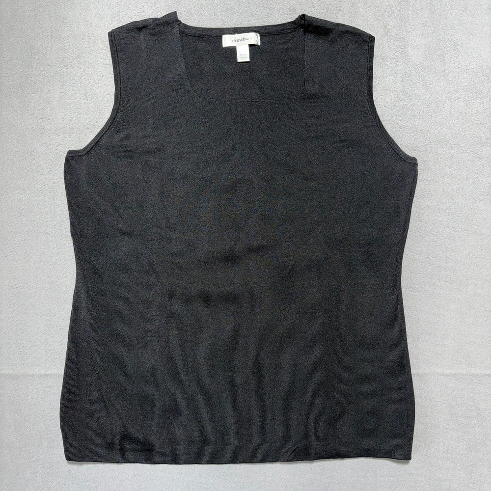 Dressbarn Womens Black Knit Sleeveless Shell Top Square Neck Size 14/16 RN63264